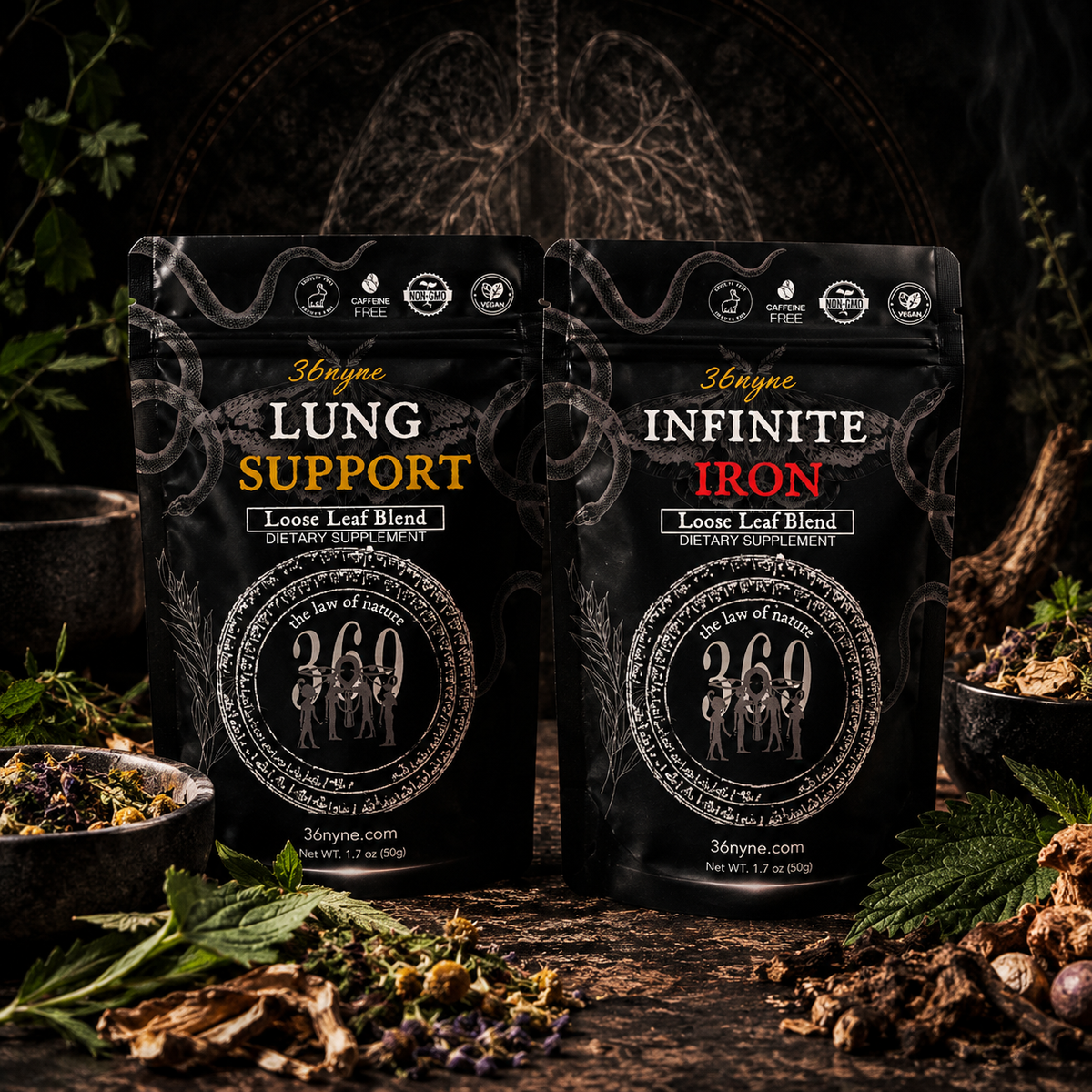 Lung Support & Infinite Iron Herbal Tea Bundle – 2-Pack Loose Leaf Tea Blends